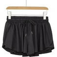 thumbnail image 2 of Workout Athletic Shorts For Womens 2 In 1 Double Layer Flowy Hem Running Shorts Biker Shorts Quick-Dry Drawstring High Waisted Gym Yoga Tennis Shorts Butterfly Skirt, 2 of 7