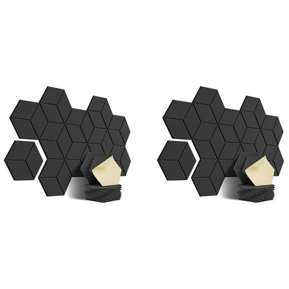 24 PACK Acoustic Foam,Self-Adhesive Sound Proof Panels,for Sound Insulation &Acoustic Treatment(Black),24 x Acoustic Panels,Black