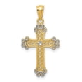 thumbnail image 1 of 14k Yellow with White Rhodium Two-tone Gold Diamond-cut Filigree Cross Pendant, 1 of 5