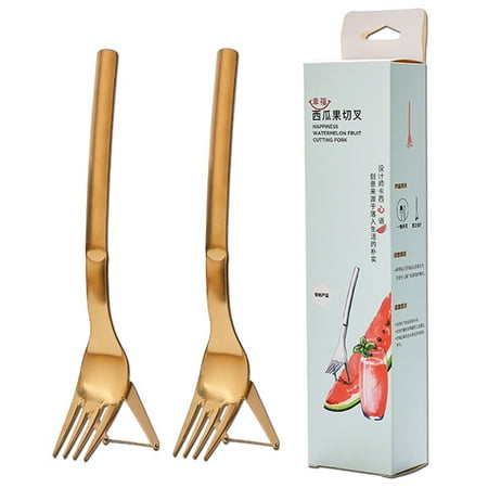 

2 Pcs Watermelon Slicer Cutter | Stainless Steel Watermelon Fork Slicer Cutter | Summer Watermelon Cutting Artifact for Family Gathering Camping Kitchen Gadgets
