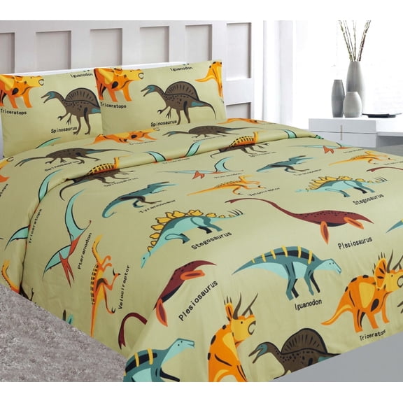 Gorgeous Home Linen Dinosaur Taupe Full Printed 4 Pc Sheet Set Premium Collection Bedding New Designs