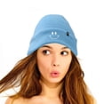 thumbnail image 5 of Dalix Embroidered Smile Face Beanie in Baby Blue, 5 of 5