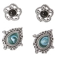 thumbnail image 7 of Ziurtnc 5 Pairs Women Ear Studs Retro Ethnic Style Faux Turquoise Bohemian Hollow Smooth Anti-allergy Ear Decoration Jewelry Lady Stud Earrings, 7 of 7