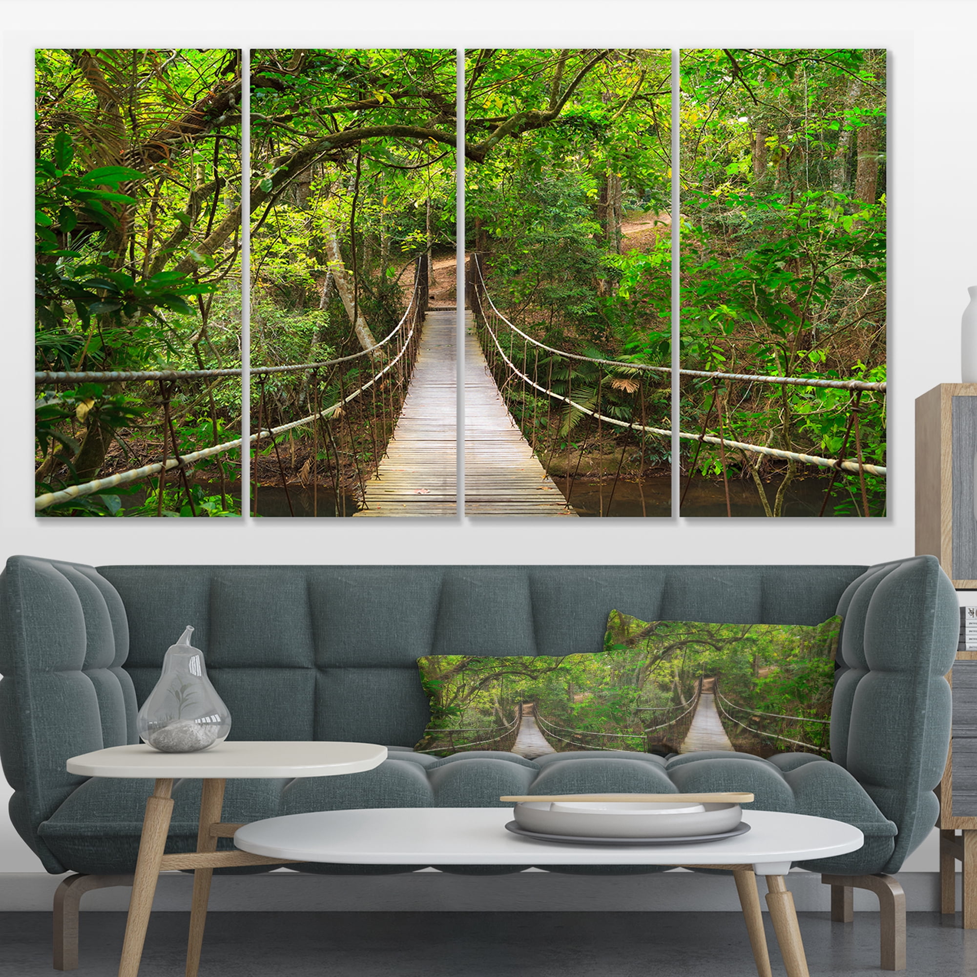 Designart 'Bridge to Jungle Thailand ' Landscape Photo Canvas Art Print