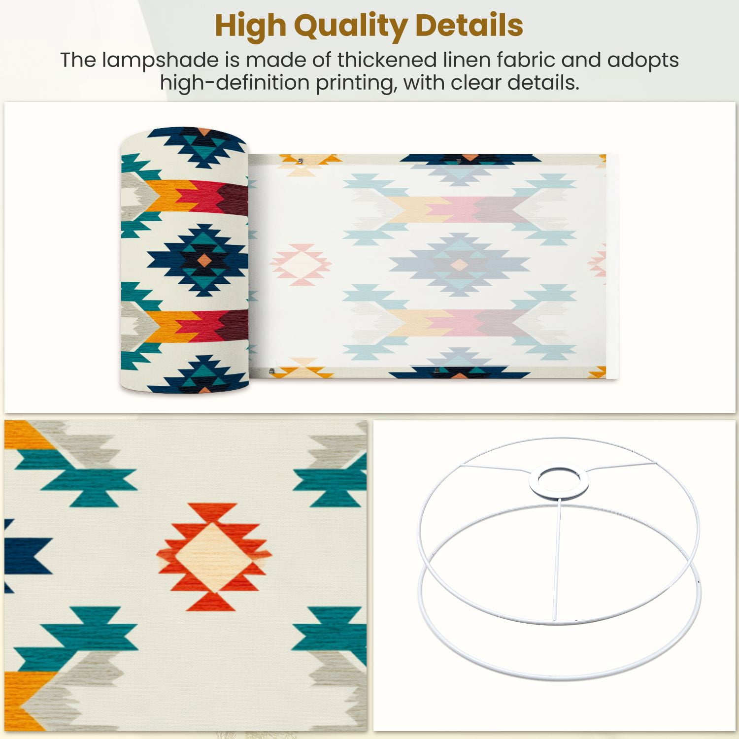 Lamp Shades Set of 2 Timeless bohemian diamonds southwestern style blue 13" x 13" x 10" Lampshade for Table Lamps Floor Lamps Lamp Shade Replacement Easy Assembly Required