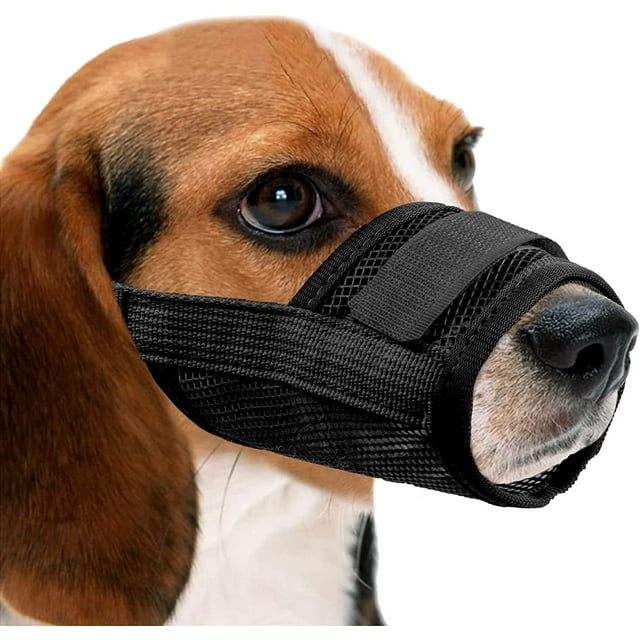 Bozal de nailon transpirable y ajustable para perros (XL, negro), bozal de ajuste rápido, antiladridos y antimordeduras.