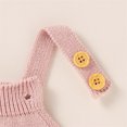 thumbnail image 6 of Baby Girl Knit Rompers with Hat Solid Spring Winter Long Pants Romper Overalls 2PCS Sets Fall Winter Outfit for Baby Little Kids 6-12 Months, 6 of 8