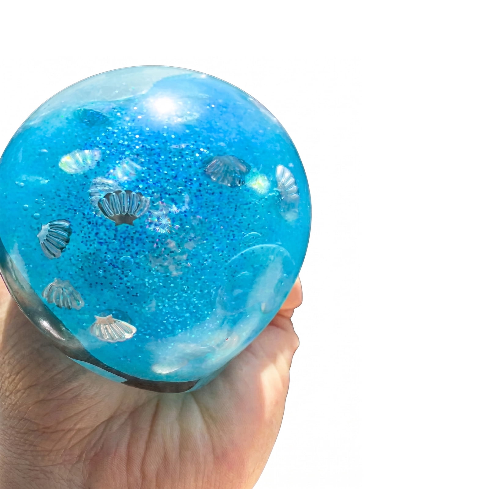 Shark Dumpling Squishy, Seashell Dumpling Squishy Toy, Ocean Blue Glitter Dumpling Squishy, Stress Relief for Kids Adults, Novelty Gag Gift
