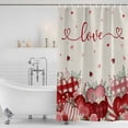 thumbnail image 2 of Pink Valentines Day Shower Curtain Set - Small 36" x 72" Washable Bathtub Curtain with 12 Hooks, Love Heart Eucalyptus Botanical Rustic Waterproof Fabric Shower Curtains for Bathroom/Bathtub Décor, 2 of 6