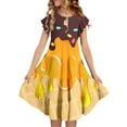 thumbnail image 4 of Liyamei Robe de Fête pour Adolescentes Manches Volantes Imprimés Fête de Vacances Robe de Princesse pour Enfants, 12-13 Ans, 4 of 4