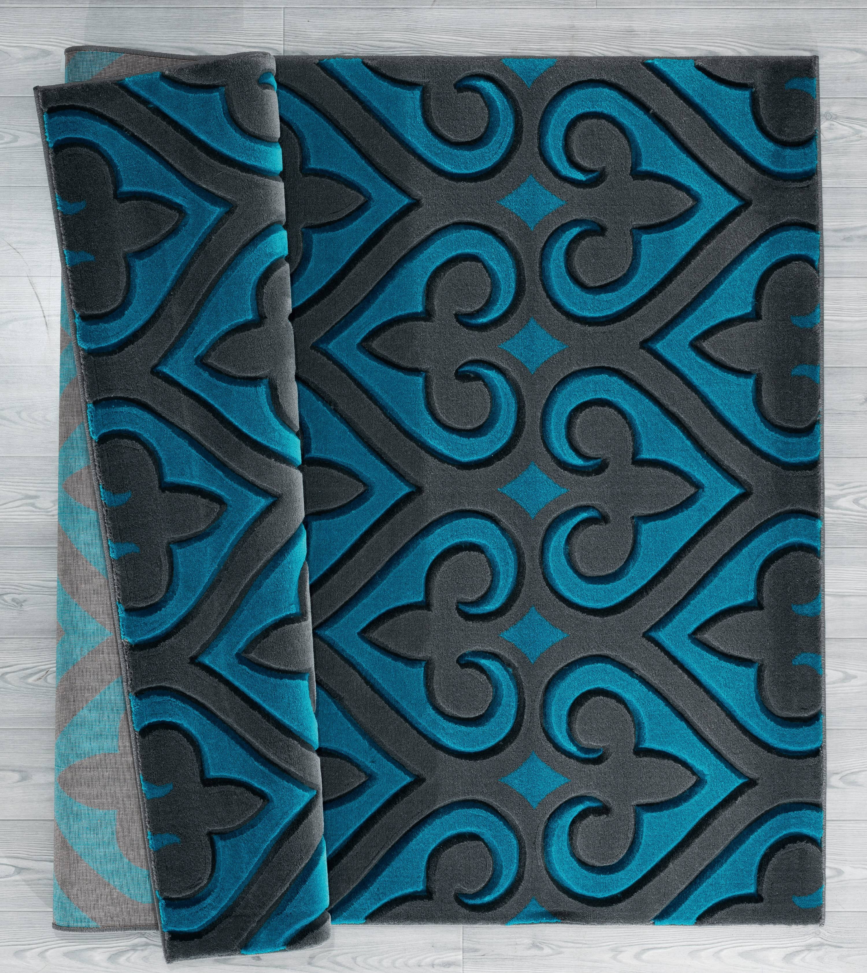 United Weavers Drachma Benachi Modern Geometric Runner Rug, Turquoise, 2'7" x 7'4"