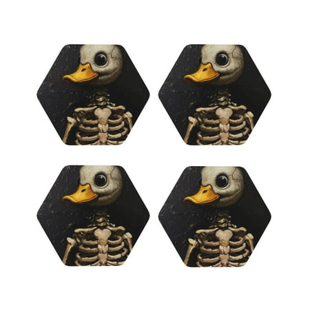 

Tideii Duck Bones for Leather Coasters 4 Pieces Anti-fouling and Anti-scalding Decorative Coasters Suitable for Restaurants Kitchens Coffee Shops-Hexagon