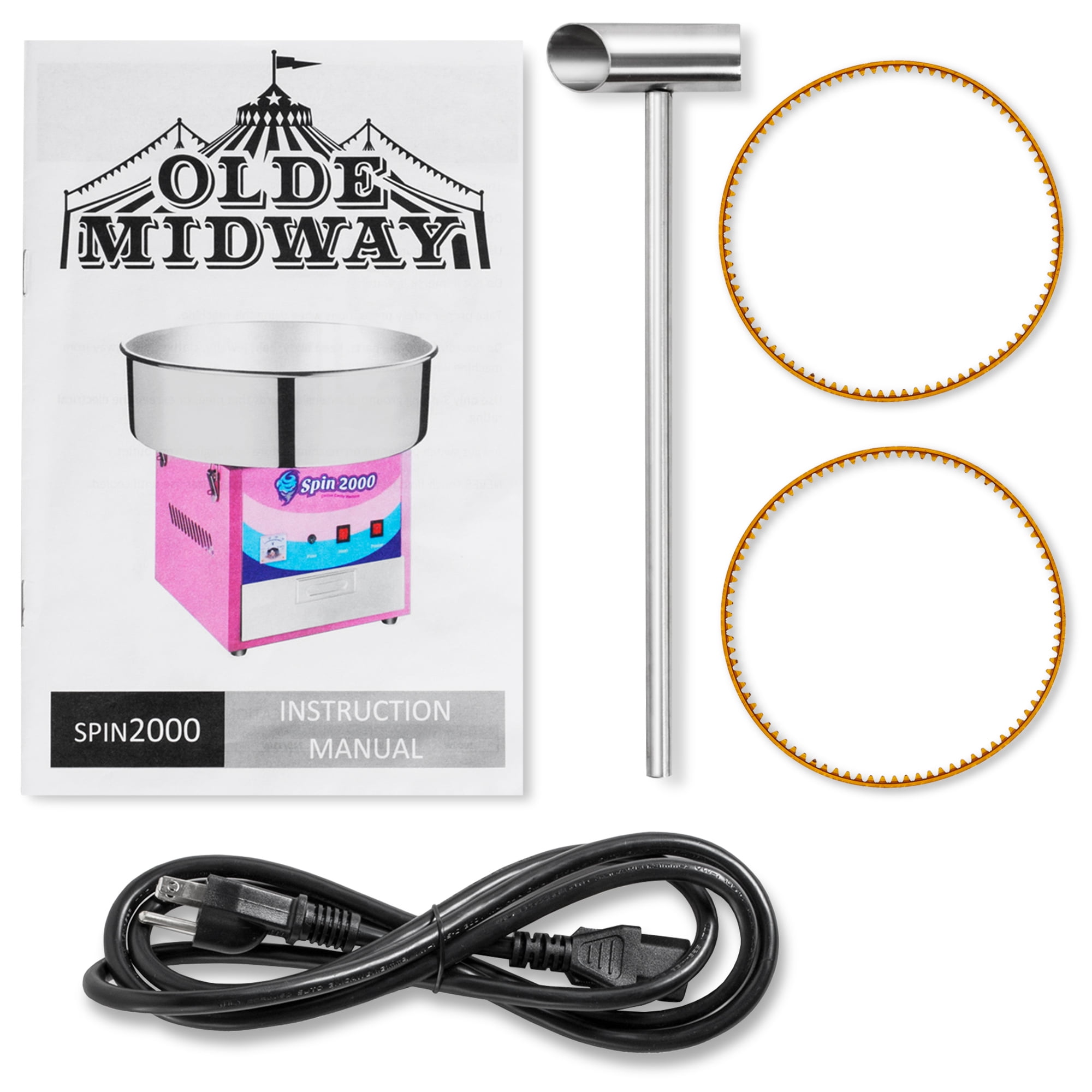 Olde Midway Cotton Candy Machine with Cart and Bubble Shield, Electric Candy Floss Maker