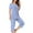 Sky Blue, variant on Sakmal Plus Size Womens Pajama Set Capri Pants and T-Shirt Floral Button Down Blue Lounge Set Short Sleeve Crew Neck Pajamas