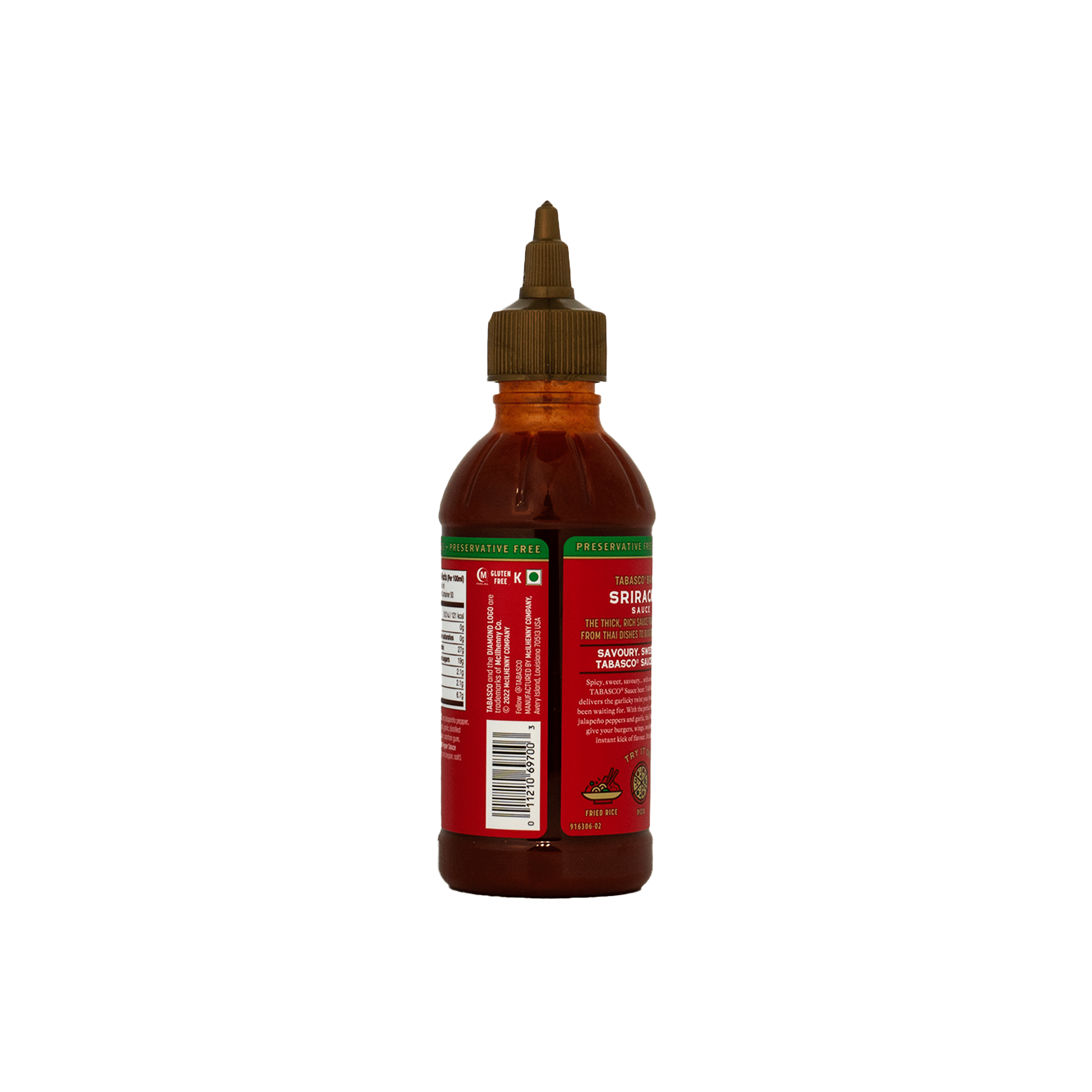 Tabasco Everyday Sriracha Hot Sauce, 256ml, Mild, Preservative Free, Shelf Stable, Plastic Bottle