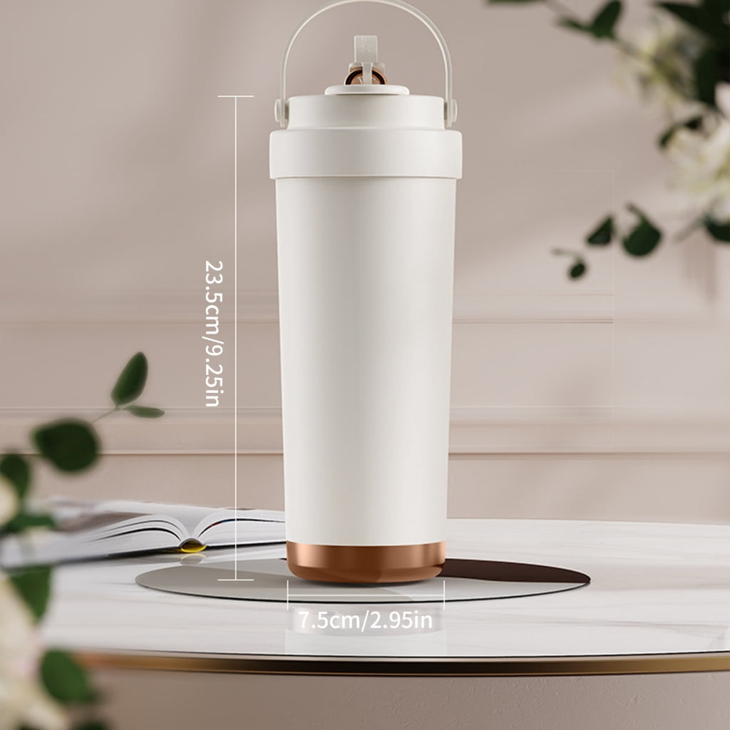 Large Capacity Stainless Steel Water Bottle Ceramic Coated Insulation Coffee Mug Beverage Container with Straw Lid