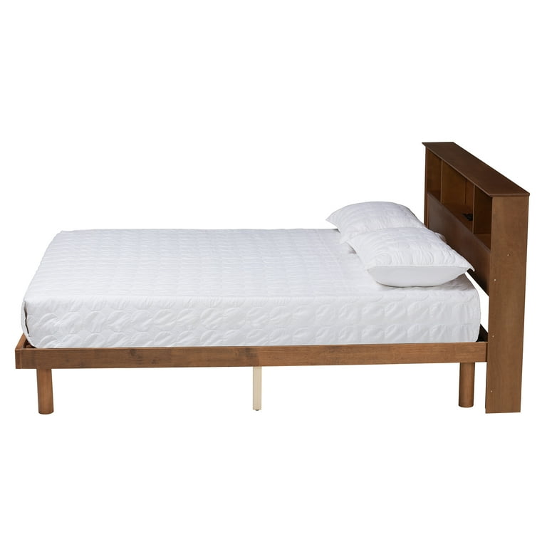 Baxton Studio Lochlan Mid-Century Modern Transitional Walnut Brown Finished Wood Queen Size Platform Bed with Charging Station Baxton Studio Lochlan Mid-Century Modern Transitional Walnut Brown Finished Wood Queen Size Platform Bed with Charging Station