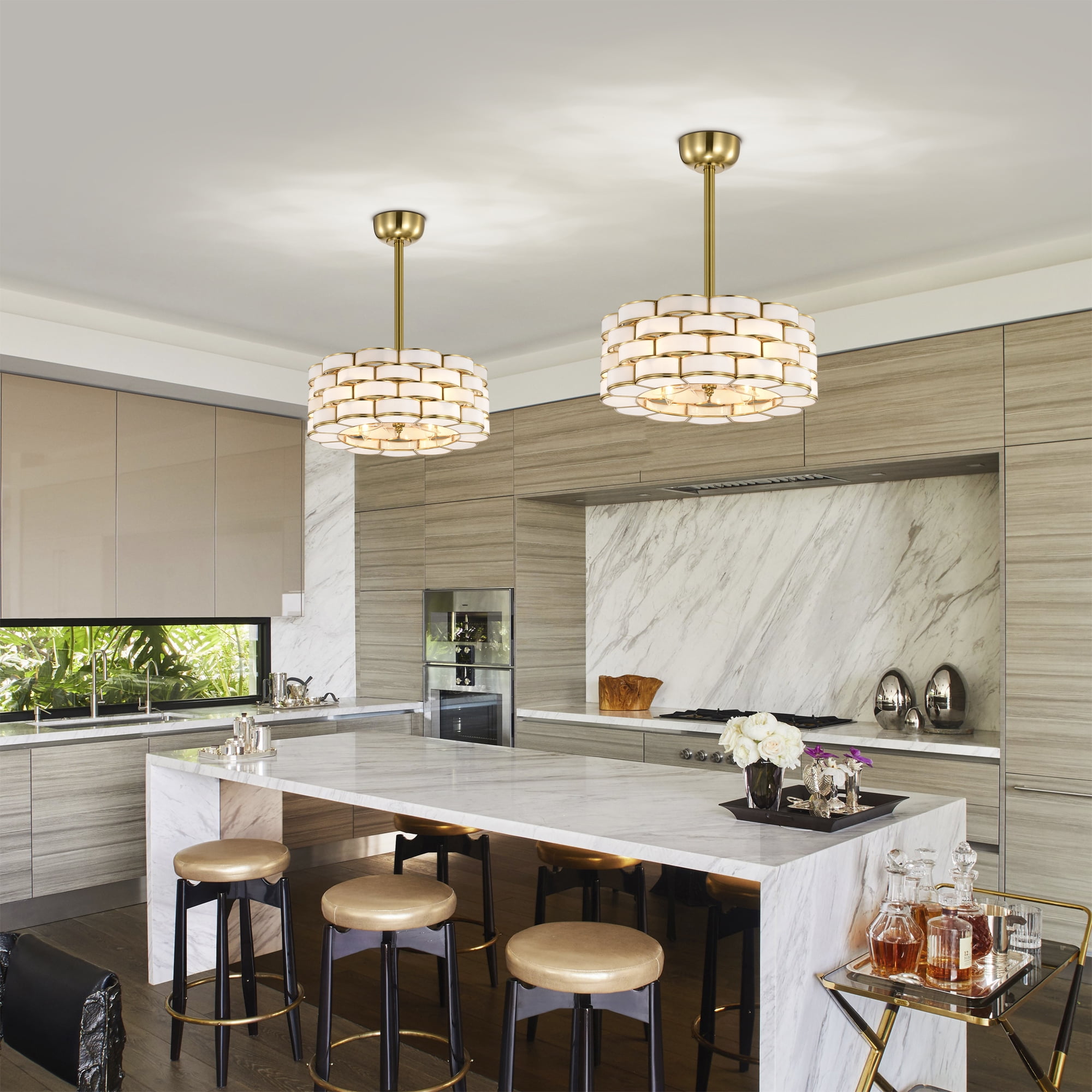 Pagette 19.3 in. 6-Light Indoor Brass Finish Ceiling Fan with Light Kit