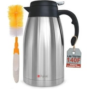 Thermal Coffee Carafe Stainless Steel - Heavy Duty, 24hr Lab Tested Heat Retention, 2 Liter 68oz Insulated Coffee Thermos, Water & Beverage Dispenser, Premium Grade Thermal Pot by Pykal - Black