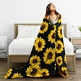 thumbnail image 5 of Sunflowers Black Tropical Flower Daisy Throw Blanket Ultra Soft Warm All Season Cute Floral Sunflower Decorative Fleece Blankets for Bed Chair Car Sofa Couch Bedroom 50"X60", 5 of 6