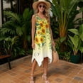 thumbnail image 3 of FUIALDOLG Sunflower Hummingbirds T-Shirt Dress for Women Sleeveless Sundress Loose Fit Irregular Hem Sundress with Pocket Beach Vacation Clothing,4XL, 3 of 7