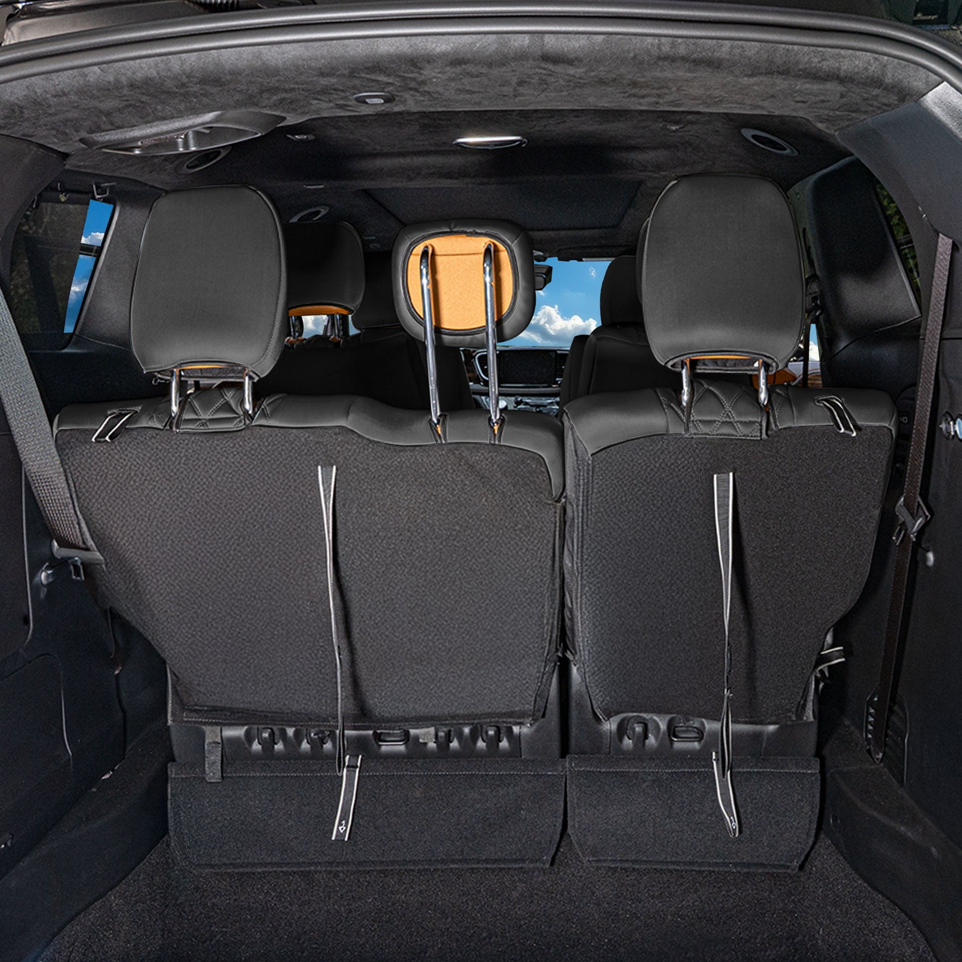 For Chrylsler Pacifica 2017-2025 FH Group Custom Fit Car Seat Covers [3rd Row - Rear Bench] Black