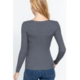 thumbnail image 4 of Saronite Basic Ribbed Knit V Neck Long Sleeve Sweater Top, Heather Charcoal (Women's), 4 of 4