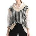 thumbnail image 3 of Ogiraw Womens Sweater Vest Women Casual Print Sleeveless V Neck Ribbed Knit Split Pullover Sweater Vest Blouse Womens Puffer Coat A L, 3 of 7