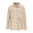 thumbnail image 4 of Womens Corduroy Shirts Jacket Peplum Shacket Jacket Casual Long Sleeve Button Down Blouses Tops Fashion with Pockets Khaki S, 4 of 7