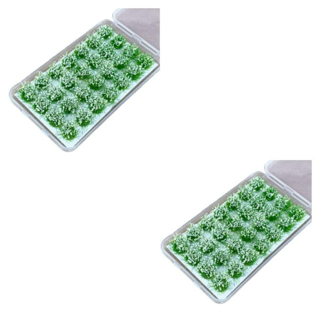 Wweixi 28pcs Miniature Models With Easy-to Static Grasses Flower Tufts Widely Used Lily white 2Set
