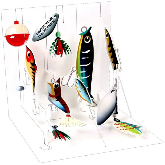 Up with Paper Pop-Up Treasures Greeting Card - Fishing Lures