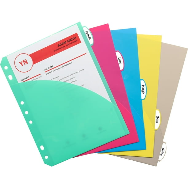 CLine Heavyweight Poly Binder Index Dividers with Slant Pockets