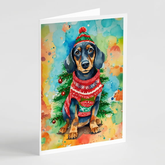 Dachshund Christmas Greeting Cards Pack of 8 7 in x 5 in