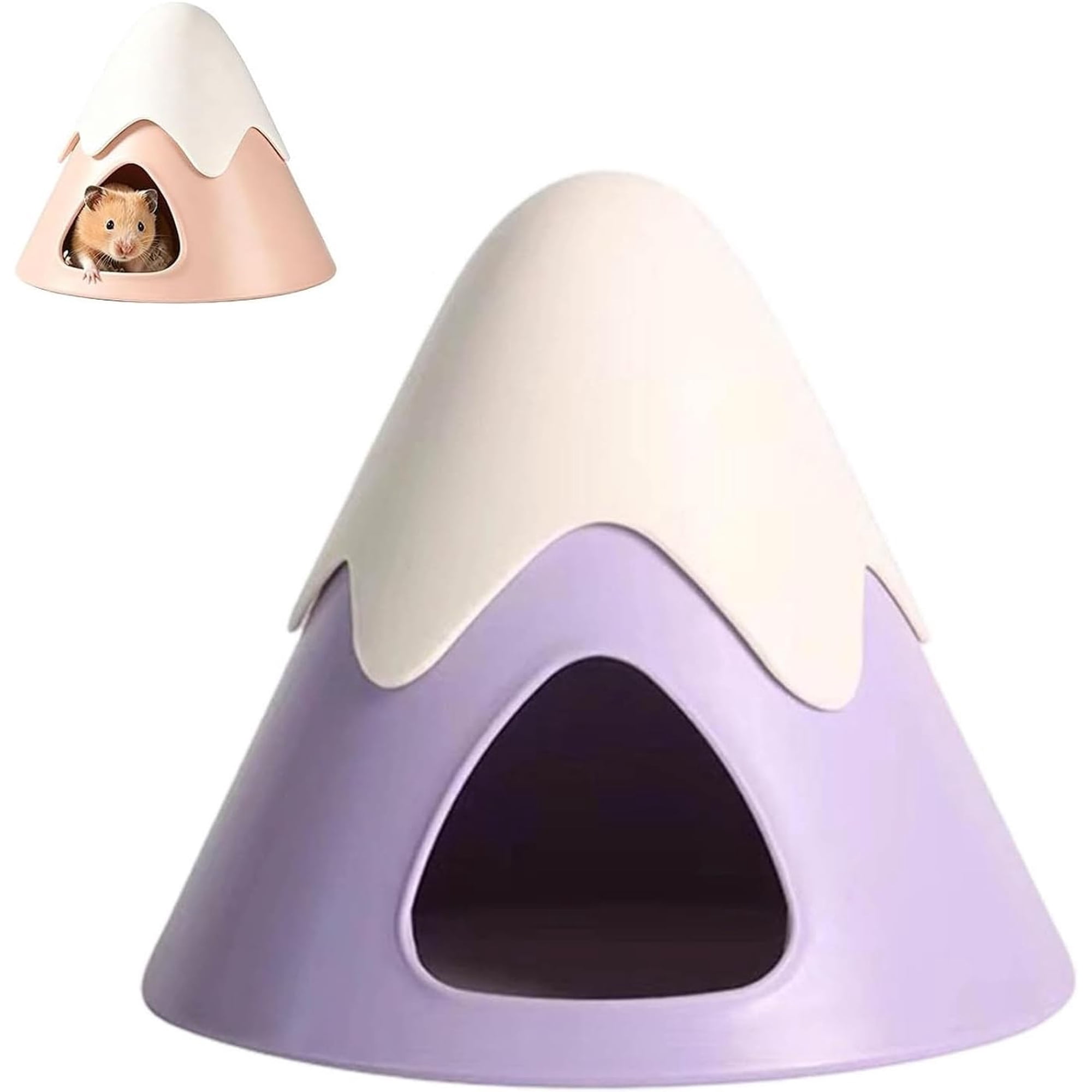 Hamster Hideout House, Snowy Mountain Small Animal Shelter, Detachable Pet Nest Bed and Cage Hut Accessories for Hamsters Chinchillas Gerbils Guinea Pigs Small Pets Home