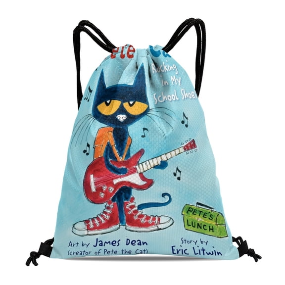 Drawstring Backpack for Pete the Cat Drawstring Bags Adults Women Men Party Favor Bags Sports for Gym Travel Swimming Hiking Camping Tote Bag 11.8 × 15.7 in
