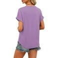 thumbnail image 5 of Garbnen Womens Short Sleeve Shirts Purple Spring Summer V Neck Tops for Women Dressy Casual Basic Women Blouses, 5 of 5