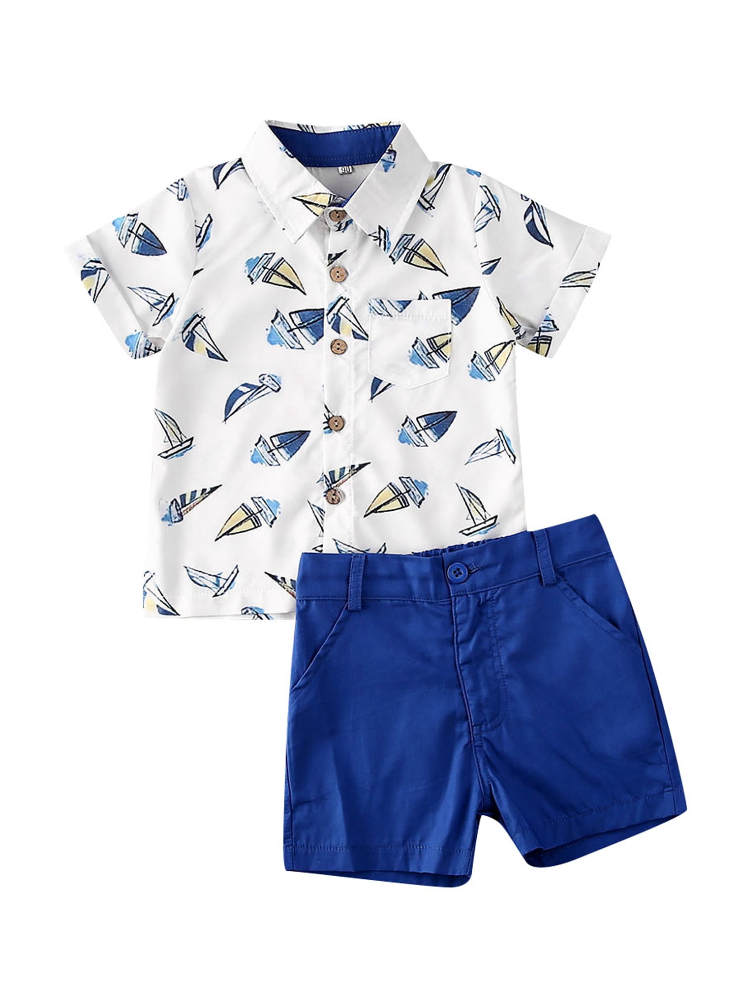 TheFound Toddler Baby Boy Short Sleeve Button Down Shirt Shorts Set 2T