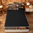 thumbnail image 4 of meiyoeat Howling Wolf Zipper Full Size Comforter Sets with Fitted Sheet and 2 Pillowcases,Vintage Aztec Geometric Pattern Zipper Bedding Set For Boys,Black Reversible,4 Pieces, 4 of 7