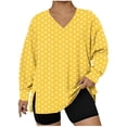 thumbnail image 2 of Yxbdin Plus Size Women Shirts Fashion Graphic Side Slit Shirt Comfy Long Sleeve V Neck Blouses Loose Fit Vacation Casual Tops Yellow XL, 2 of 5