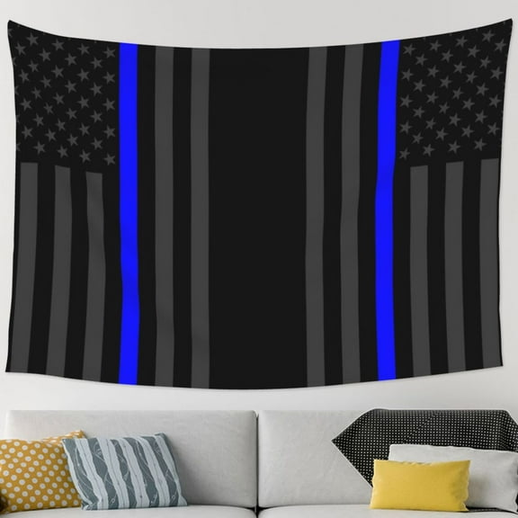Group Of Thin Blue Line Flag Tapestry Home Decor Tapestry Living Room Bedroom Decoration Tapestry (90''L*60''W)