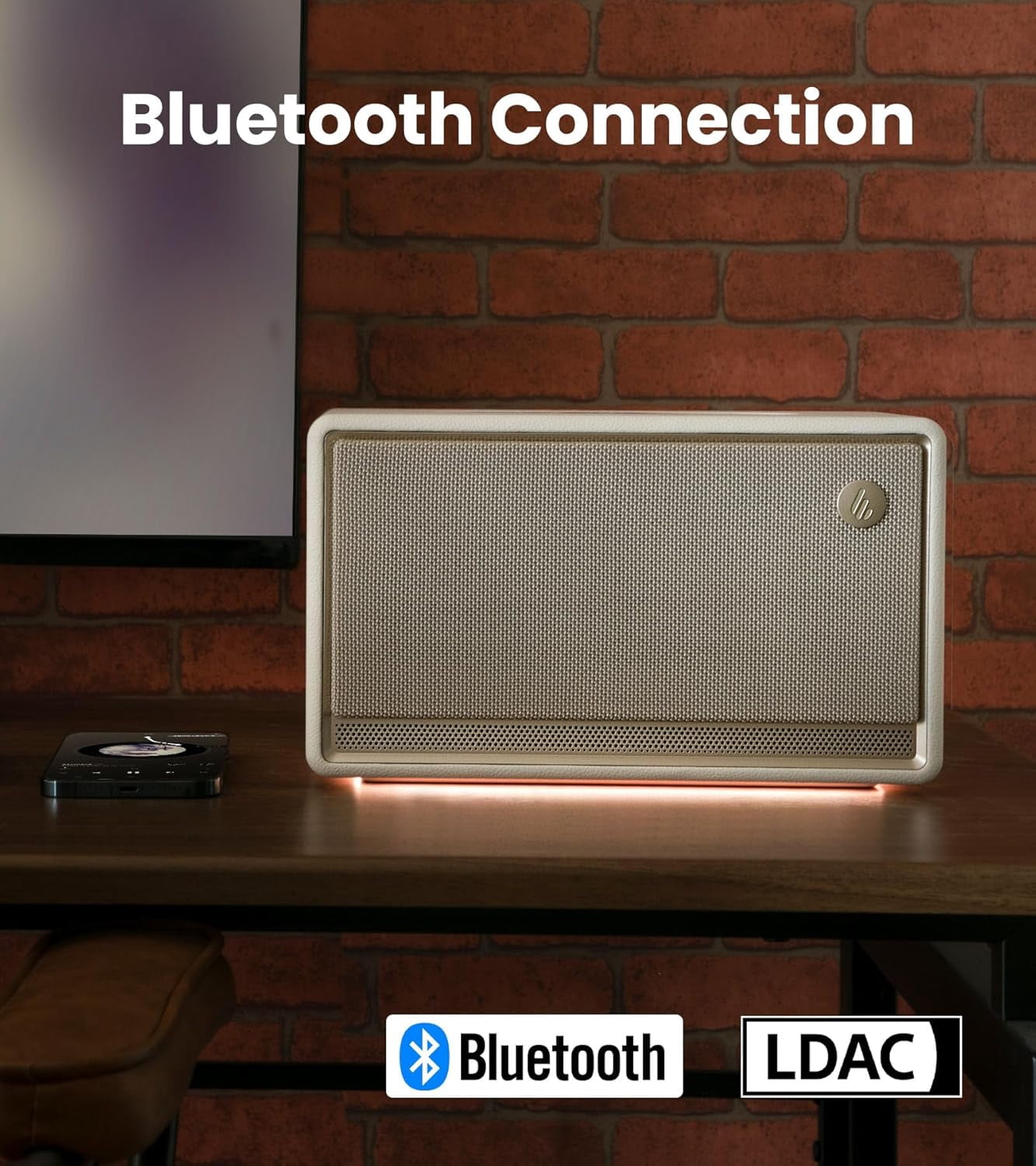 Restored Edifier ES300 Tabletop Wireless Speaker, Hi-Res Audio Bluetooth 5.3 & 12H Long Playtime, Crystal Clear Sound Multiple Connectivity for Home Office Outdoor Desktop (Refurbished)