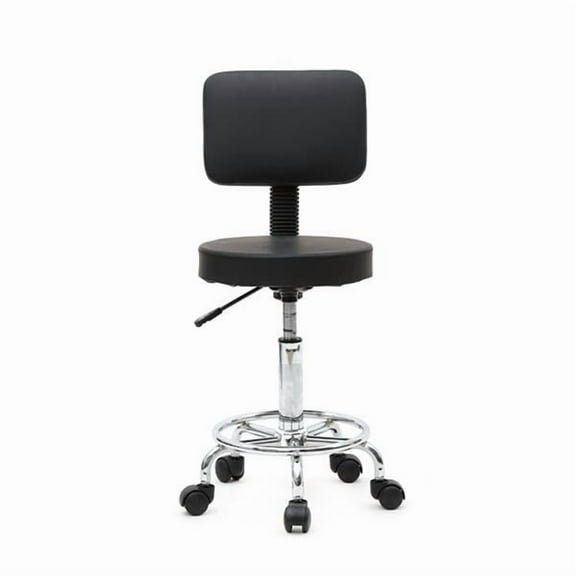 Alvantor Adjustable Salon Stool with Back, 360° Swivel Round Beauty Stool, Height 19-25 Inch, Black