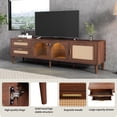 thumbnail image 6 of PORKISS LED TV Stand for 80 Inch TV, Entertainment Center with LED Lights and Storage Shelves, Media Console with Glass Transparent Board for Living Room, Dark Brown, 6 of 10