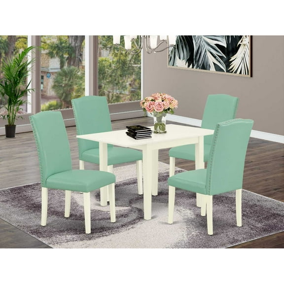 East West Furniture Dining Room Set Linen White, NDEN5-LWH-57