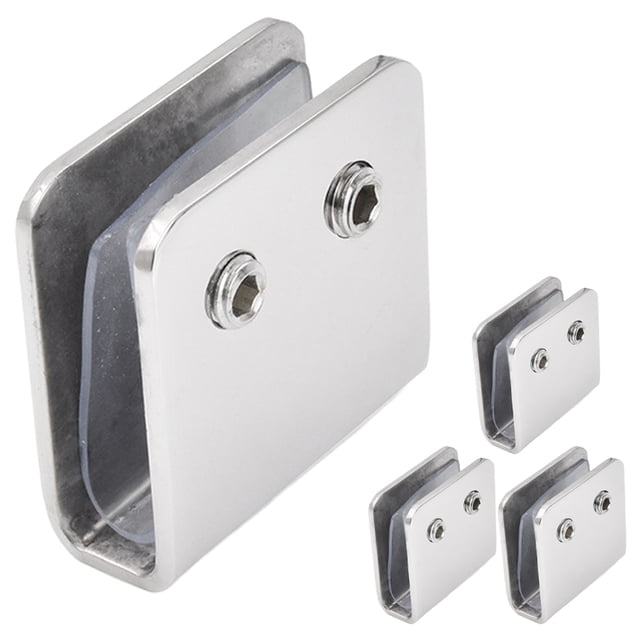 Raindrops 4Pcs Stainless Steel Mirror Mounting Clips Plated Silver U Shaped Design for Bathroom Glass Mirrors