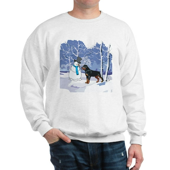 CafePress - Rottweiler & Snowman Christmas Sweatshirt - Crew Neck Sweatshirt