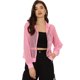 thumbnail image 1 of Chaqueta con capucha para mujer con cremallera de manga larga de malla pura chaquetas de bombardero Rosa XS, 1 of 5