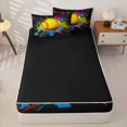 thumbnail image 4 of Homewish Kid Cartoon Softball Zipper Twin Comforter Sets with Fitted Sheet and 2 Pillowcases, Watercolor Splash Zipper Bedding Set, Black Reversible, 4-Piece, 4 of 6