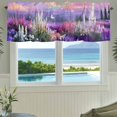 thumbnail image 3 of Purple Lavender Farmhouse Short Window Curtain Valances, Spring Country Oil Painting Butterfly Flower Rod Pocket Kitchen Valances for Living Room Bedroom Bathroom Cafe 42" x 18", 3 of 8