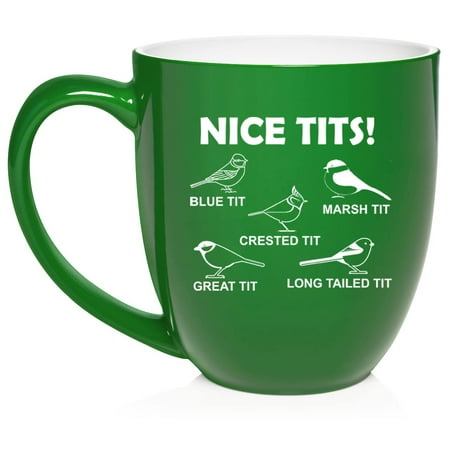 

Nice Tits Funny Bird Watcher Lover Tit Birds Ceramic Coffee Mug Tea Cup Gift (16oz Green)
